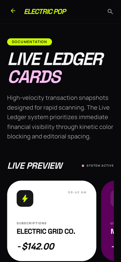 Live Ledger Cards · dark